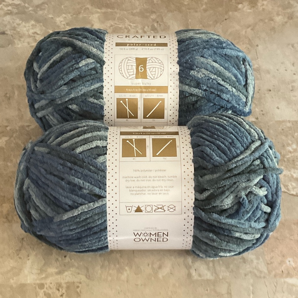 Chenille  Blue Yarn Jumbo Skeins 10.5 Ozs Each